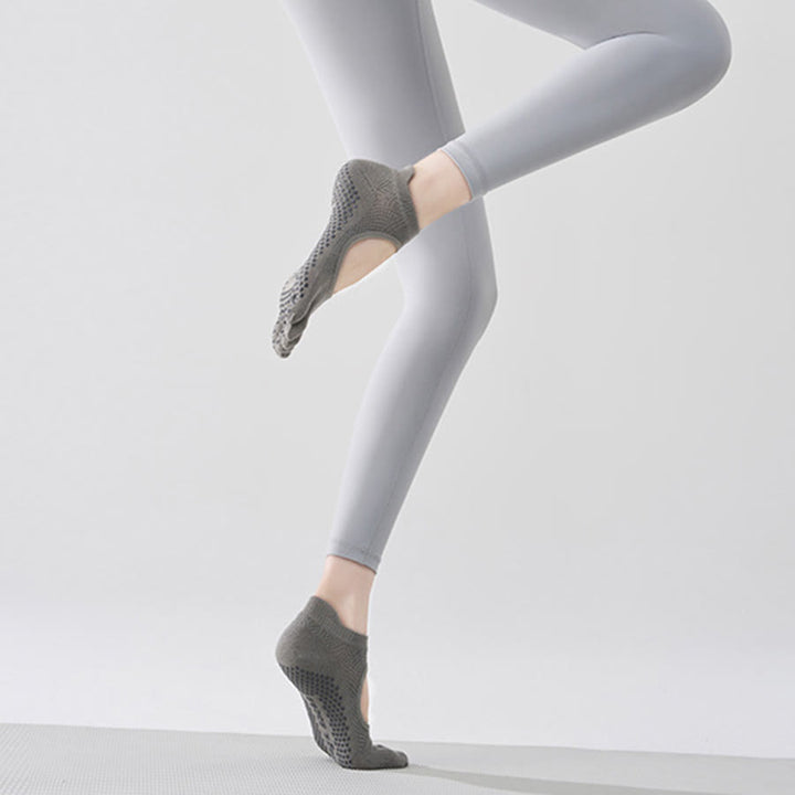 Olivenorma Multi-Sport Five-Toe Non-Slip Socks with Open Side Women's Yoga Socks - Grey & Full Toe - 10 Pairs - image 15