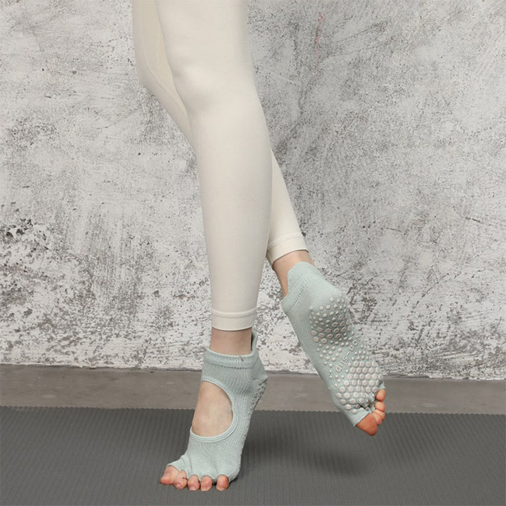 Olivenorma Multi-Sport Five-Toe Non-Slip Socks with Open Side Women's Yoga Socks - Fresh Light Green & Open Toe - 10 Pairs - image 26