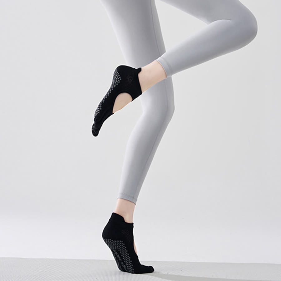 Olivenorma Multi-Sport Five-Toe Non-Slip Socks with Open Side Women's Yoga Socks - Gem Black & Full Toe - 10 Pairs - image 16