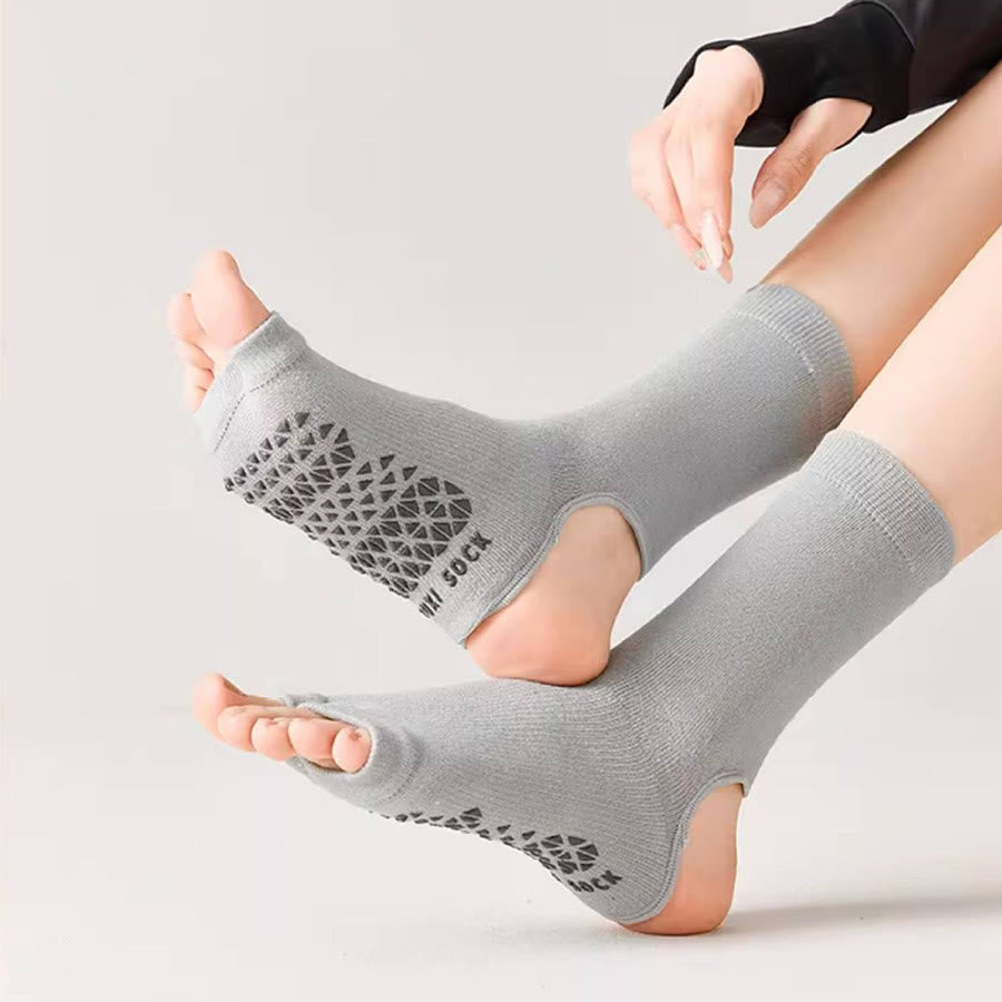 Olivenorma Breathable Mid-Calf Non-Slip Socks with Open Toe & Heel Women's Yoga Socks - image 11