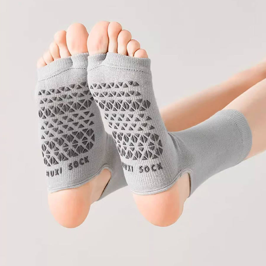 Olivenorma Breathable Mid-Calf Non-Slip Socks with Open Toe & Heel Women's Yoga Socks - image 9