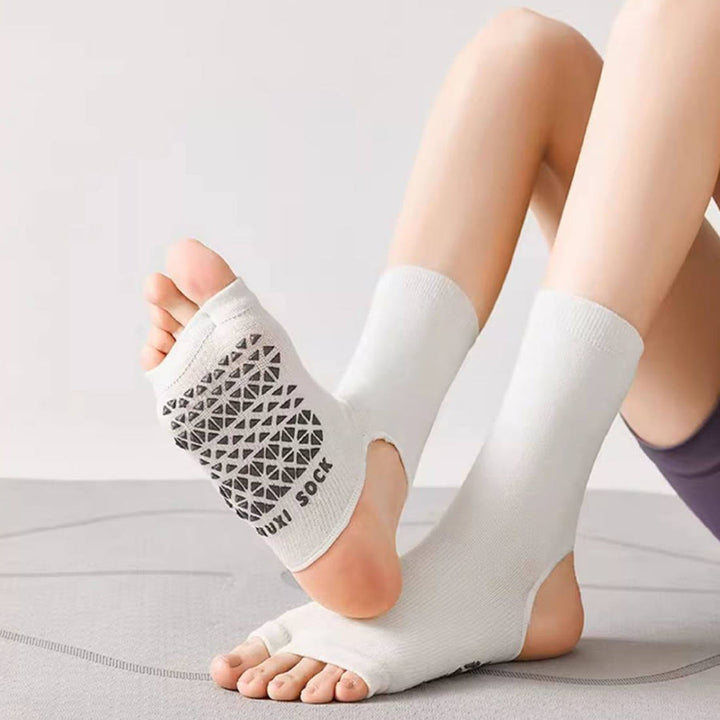 Olivenorma Breathable Mid-Calf Non-Slip Socks with Open Toe & Heel Women's Yoga Socks - image 6