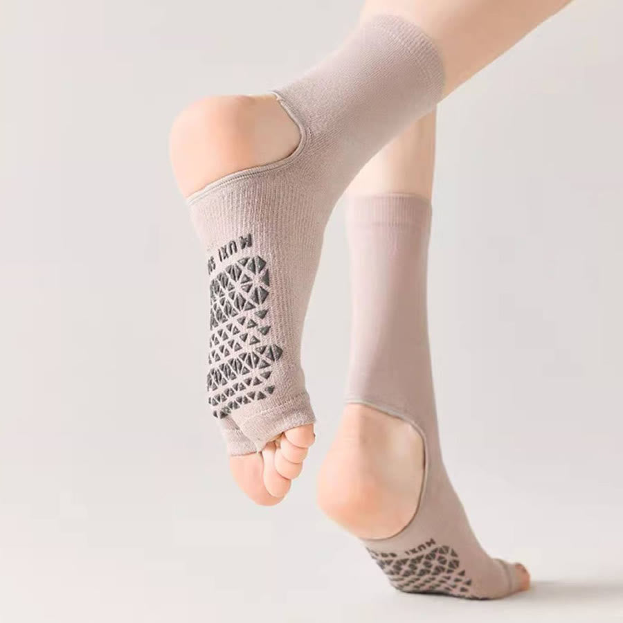Olivenorma Breathable Mid-Calf Non-Slip Socks with Open Toe & Heel Women's Yoga Socks - image 17
