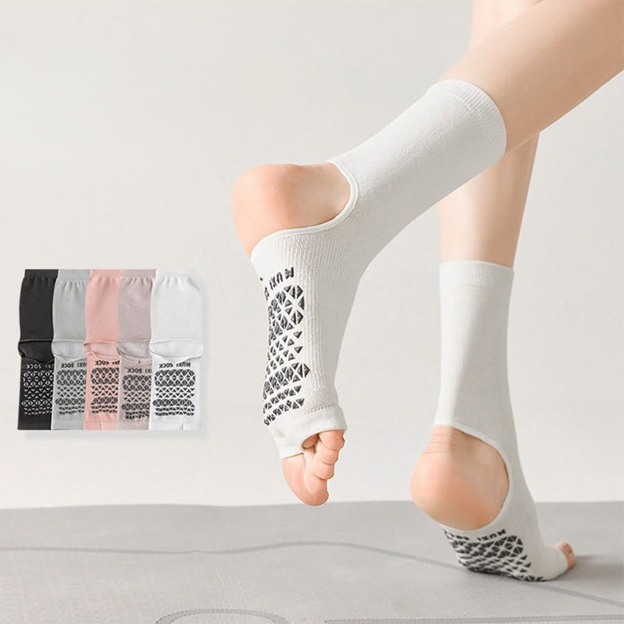 Olivenorma Breathable Mid-Calf Non-Slip Socks with Open Toe & Heel Women's Yoga Socks - image 0