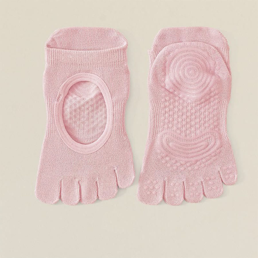 Olivenorma Professional Anti-Slip Five-Toe Socks for Pilates & Jump Rope Women's Yoga Socks - Pink - 10 Pairs - image 14
