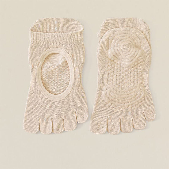 Olivenorma Professional Anti-Slip Five-Toe Socks for Pilates & Jump Rope Women's Yoga Socks - Beige - 10 Pairs - image 17
