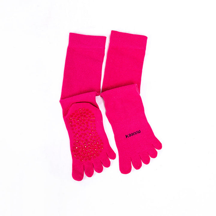 Olivenorma Knee-High Five-Toe Non-Slip Grip for Warmth & Stability Women's Yoga Socks - Rose Red - 10 Pairs - image 11