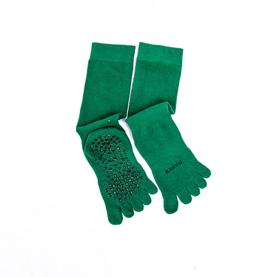 Olivenorma Knee-High Five-Toe Non-Slip Grip for Warmth & Stability Women's Yoga Socks - Dark Green - 10 Pairs - image 12