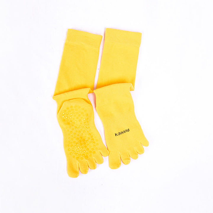 Olivenorma Knee-High Five-Toe Non-Slip Grip for Warmth & Stability Women's Yoga Socks - Yellow - 10 Pairs - image 2