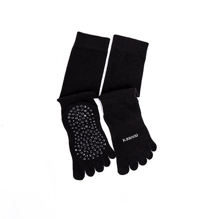 Olivenorma Knee-High Five-Toe Non-Slip Grip for Warmth & Stability Women's Yoga Socks - Black - 10 Pairs - image 8