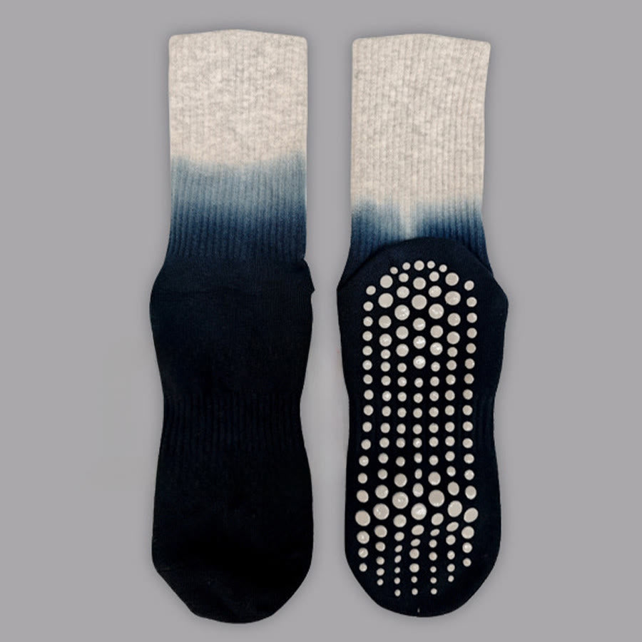 Olivenorma Gradient Color Crew Length Non-Slip Silicone Full Sole Traction Women's Yoga Socks - Grey-Black - 10 Pairs - image 24