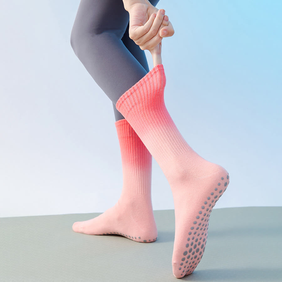 Olivenorma Gradient Color Crew Length Non-Slip Silicone Full Sole Traction Women's Yoga Socks - image 20
