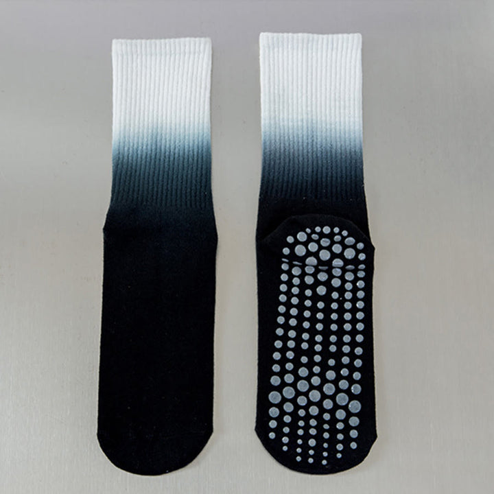 Olivenorma Gradient Color Crew Length Non-Slip Silicone Full Sole Traction Women's Yoga Socks - Black - 10 Pairs - image 9