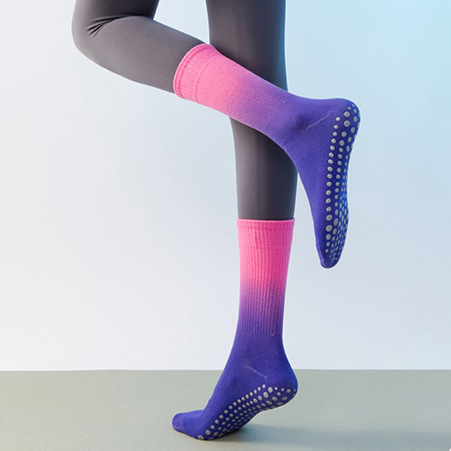 Olivenorma Gradient Color Crew Length Non-Slip Silicone Full Sole Traction Women's Yoga Socks - image 5