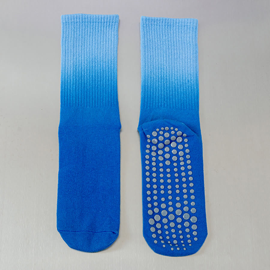 Olivenorma Gradient Color Crew Length Non-Slip Silicone Full Sole Traction Women's Yoga Socks - Deep Blue - 10 Pairs - image 8