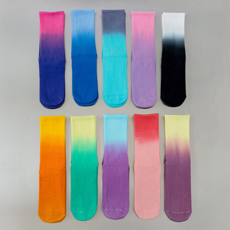 Olivenorma Gradient Color Crew Length Non-Slip Silicone Full Sole Traction Women's Yoga Socks - image 3