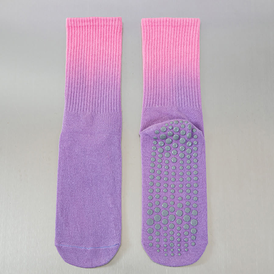 Olivenorma Gradient Color Crew Length Non-Slip Silicone Full Sole Traction Women's Yoga Socks - Pale Red-Violet - 10 Pairs - image 17