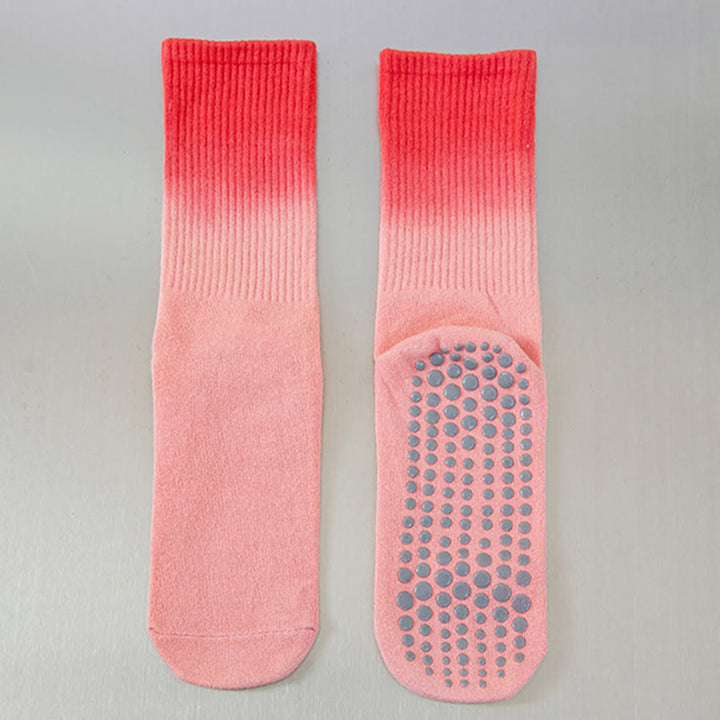 Olivenorma Gradient Color Crew Length Non-Slip Silicone Full Sole Traction Women's Yoga Socks - Pink Red - 10 Pairs - image 18