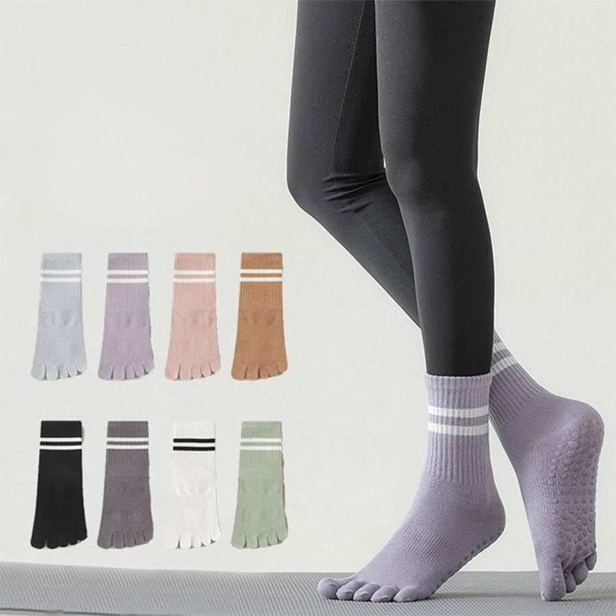 Olivenorma Full Sole Silicone Grip Cushioned Elastic Knit Crew Length Women's Yoga Socks - image 0