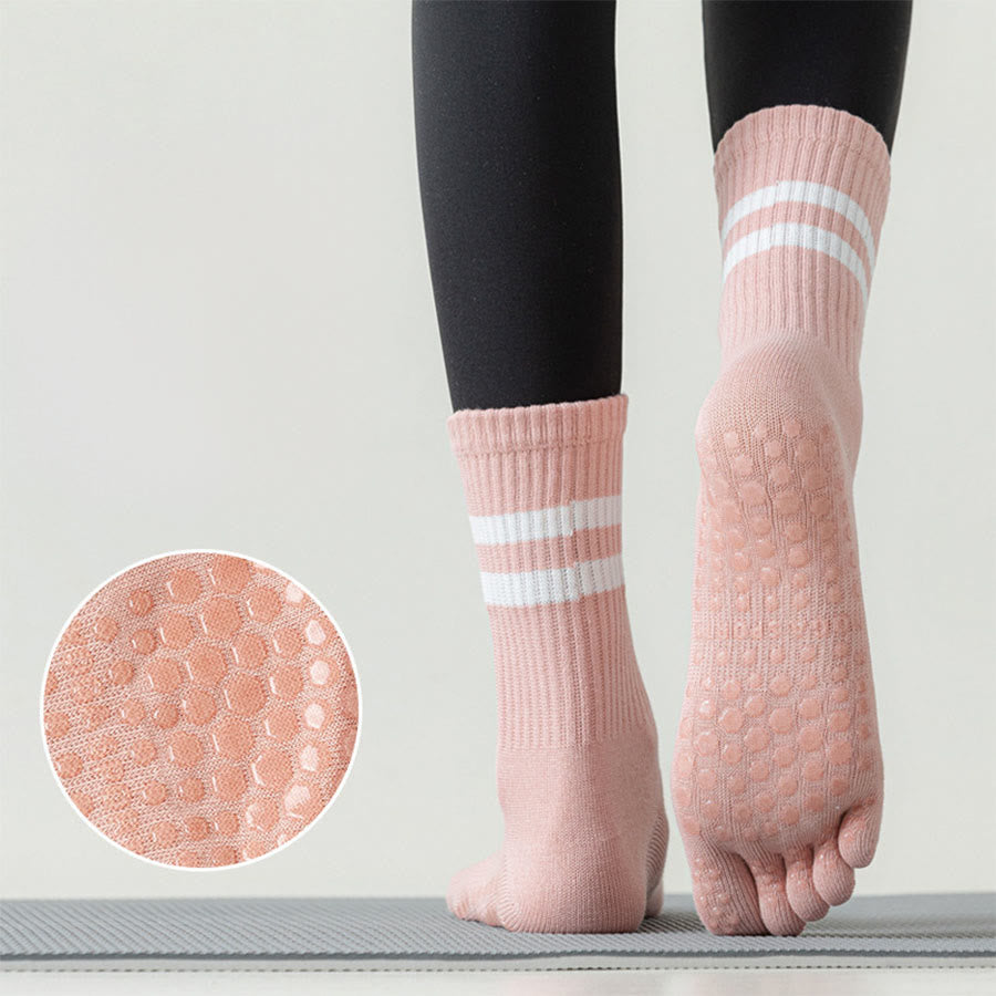Olivenorma Full Sole Silicone Grip Cushioned Elastic Knit Crew Length Women's Yoga Socks - image 17
