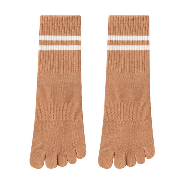 Olivenorma Full Sole Silicone Grip Cushioned Elastic Knit Crew Length Women's Yoga Socks - Khaki - 10 Pairs - image 9