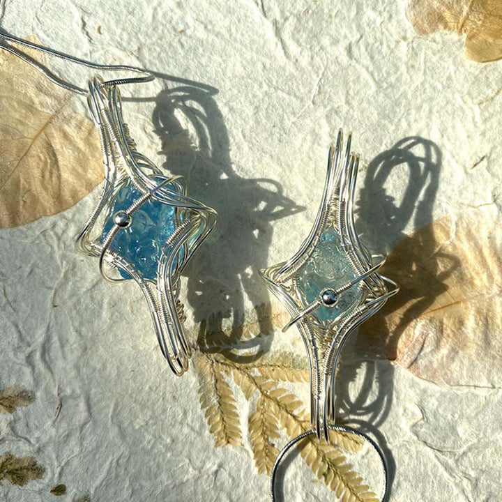 Olivenorma Celestial Themed Amethyst & Aquamarine Nature Stone Wire Wrapped Necklace - image 7