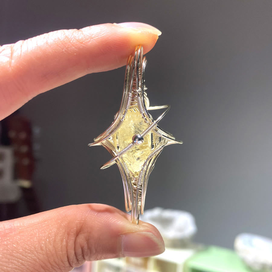 Olivenorma Celestial Themed Amethyst & Aquamarine Nature Stone Wire Wrapped Necklace - Citrine & Planet - image 12