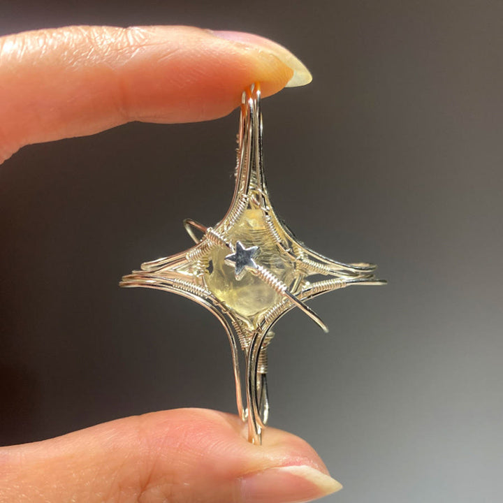 Olivenorma Celestial Themed Amethyst & Aquamarine Nature Stone Wire Wrapped Necklace - Citrine & Starburst - image 13