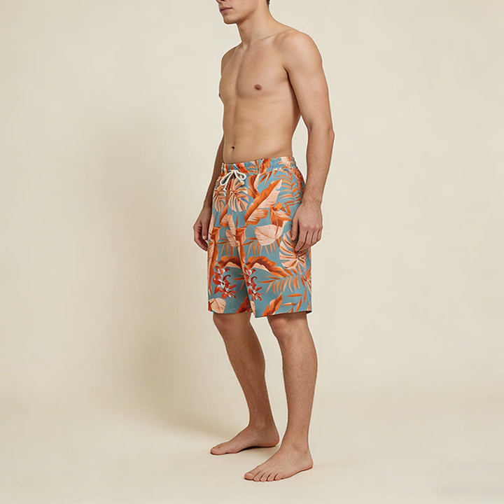 Olivenorma Tropical Leaf Floral Print Elastic Drawstring Loose Fit Men's Short Pants - image 2
