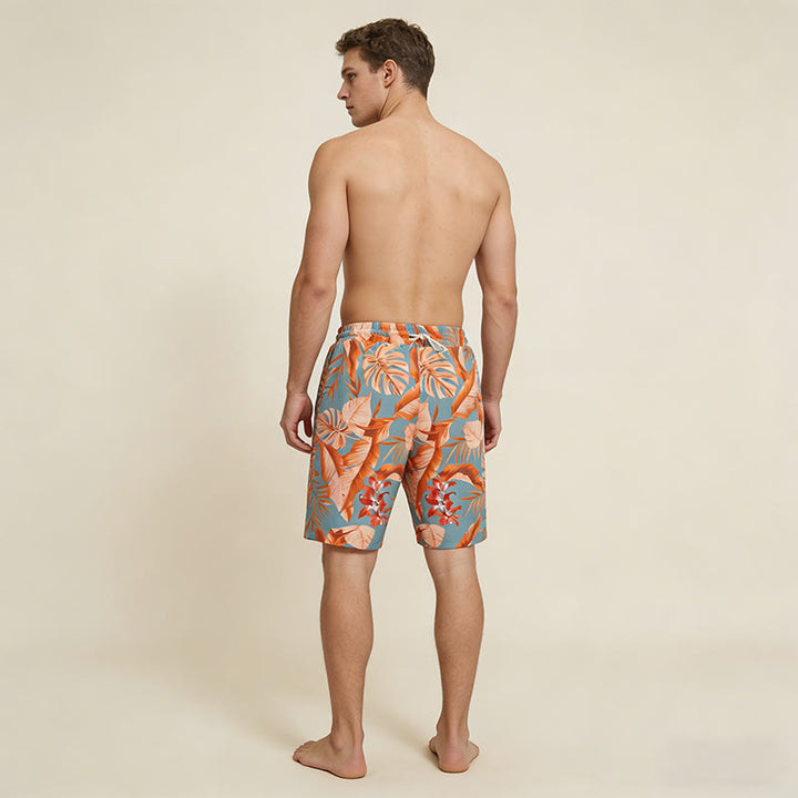 Olivenorma Tropical Leaf Floral Print Elastic Drawstring Loose Fit Men's Short Pants - image 4