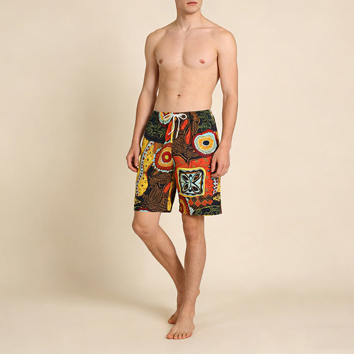 Olivenorma African Tribal Ethnic Geometric Floral Print Elastic Drawstring Loose Men's Short Pants - image 2