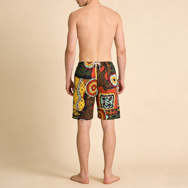 Olivenorma African Tribal Ethnic Geometric Floral Print Elastic Drawstring Loose Men's Short Pants - image 4