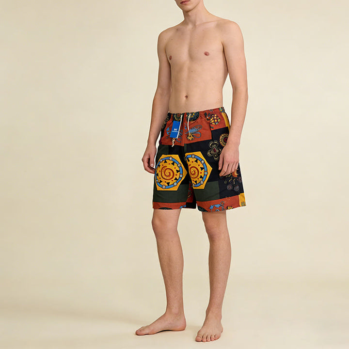 Olivenorma African Tribal Patchwork Geometric Mandala Print Drawstring Loose Fit Men's Short Pants - image 2