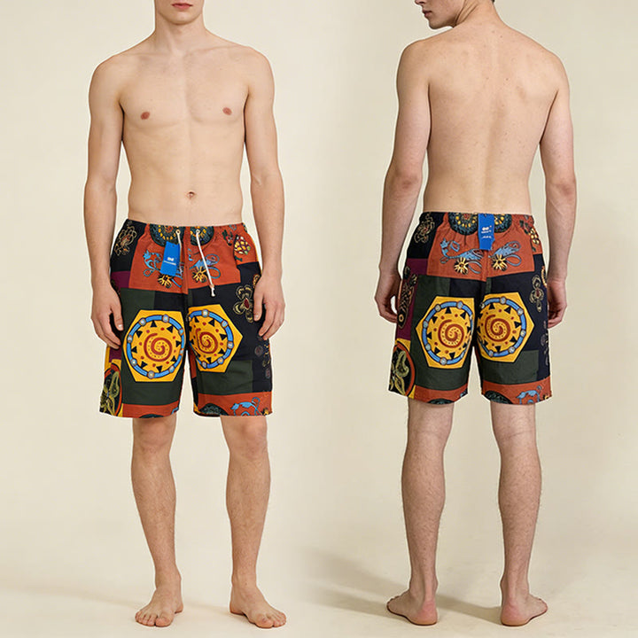 Olivenorma African Tribal Patchwork Geometric Mandala Print Drawstring Loose Fit Men's Short Pants - image 5