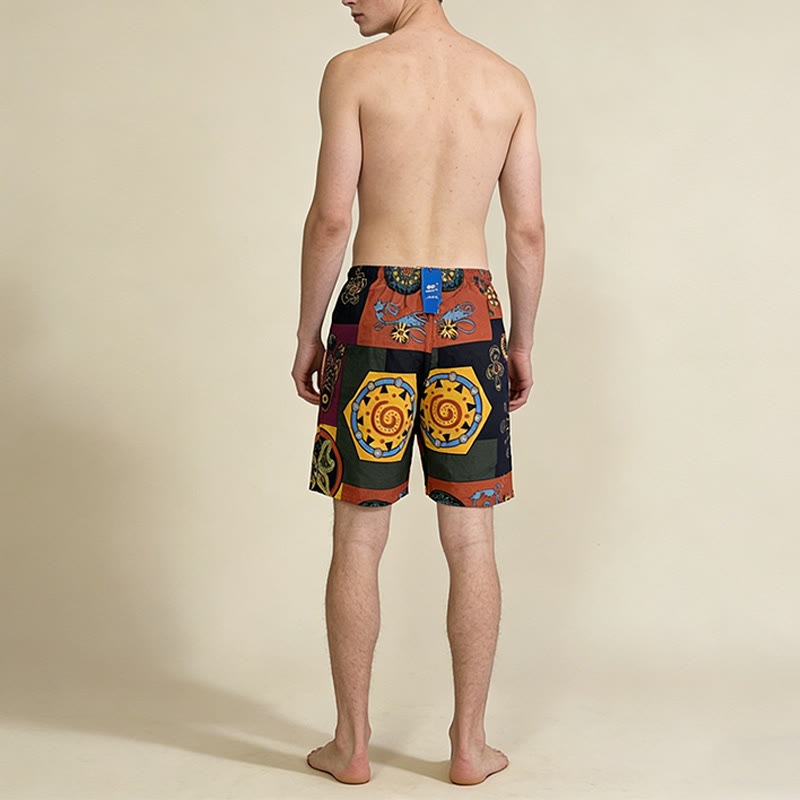 Olivenorma African Tribal Patchwork Geometric Mandala Print Drawstring Loose Fit Men's Short Pants - image 3