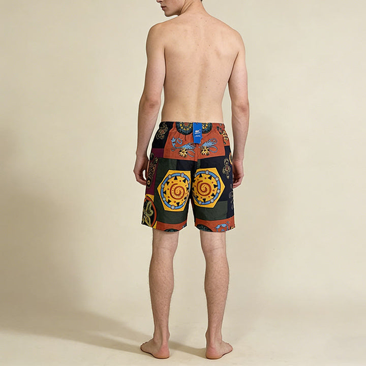 Olivenorma African Tribal Patchwork Geometric Mandala Print Drawstring Loose Fit Men's Short Pants - image 3