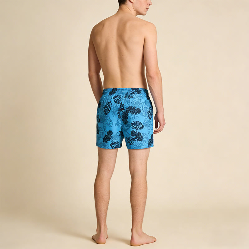 Olivenorma Sketch Tropical Monstera Leaf Print Drawstring Quick Dry Men's Short Pants - image 4