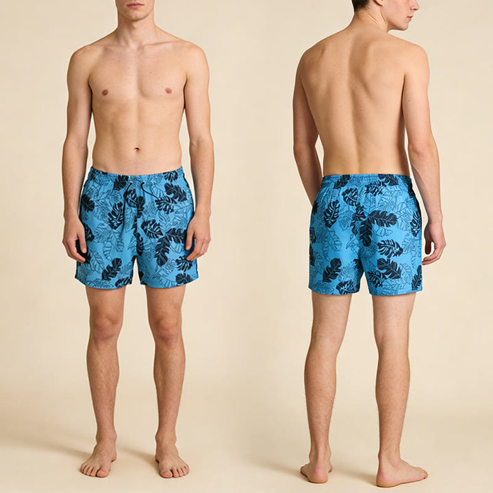 Olivenorma Sketch Tropical Monstera Leaf Print Drawstring Quick Dry Men's Short Pants - image 5