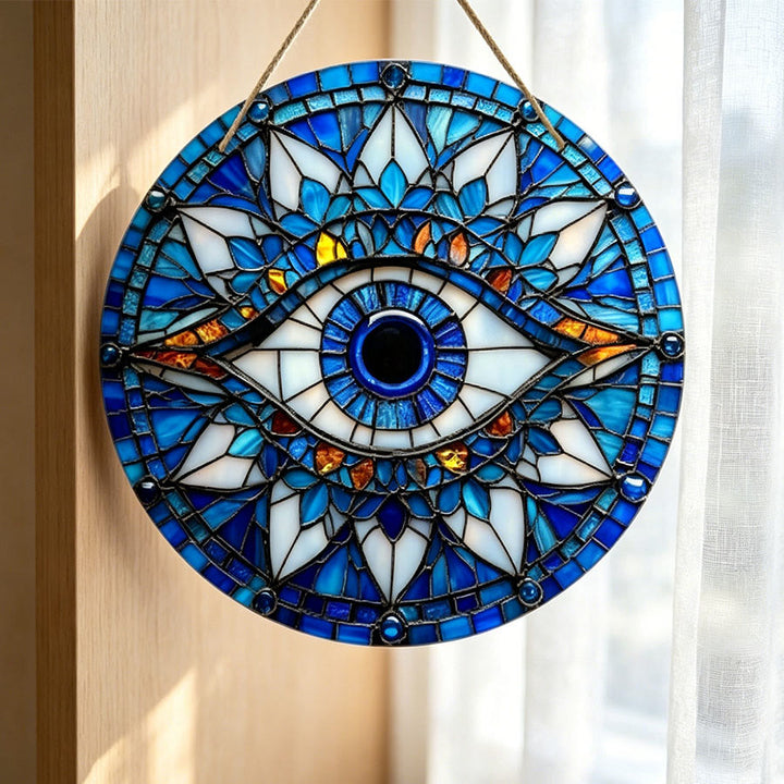 Olivenorma Mystic Evil Eye Mandala Floral Border Stained Glass Sun Catcher - image 5