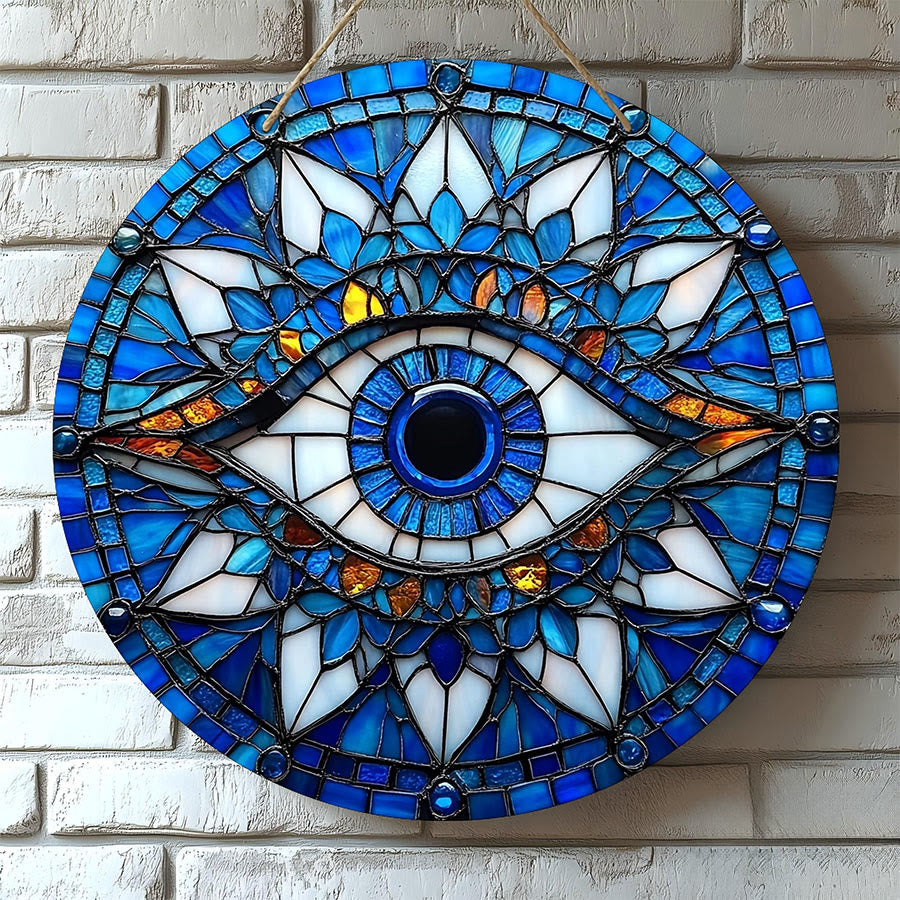 Olivenorma Mystic Evil Eye Mandala Floral Border Stained Glass Sun Catcher - image 2