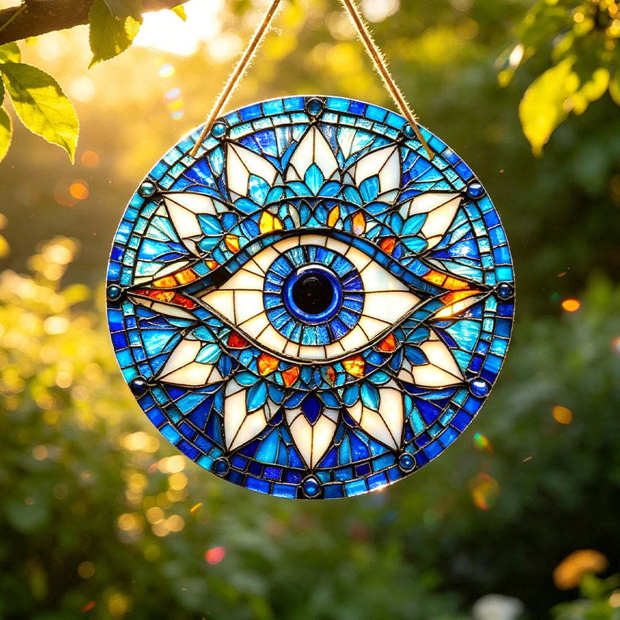 Olivenorma Mystic Evil Eye Mandala Floral Border Stained Glass Sun Catcher - image 3