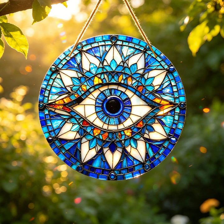 Olivenorma Mystic Evil Eye Mandala Floral Border Stained Glass Sun Catcher - image 3