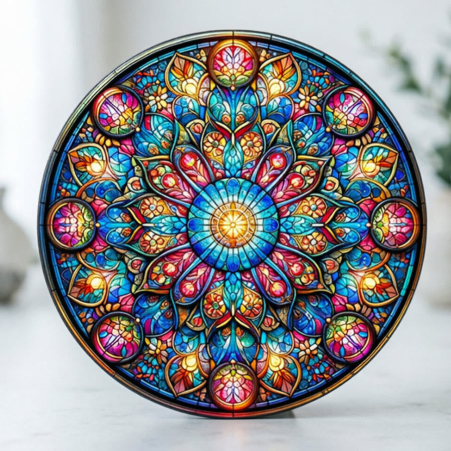 Olivenorma Symmetric Layered Floral Mandala Sacred Geometry Stained Glass Sun Catcher - image 1
