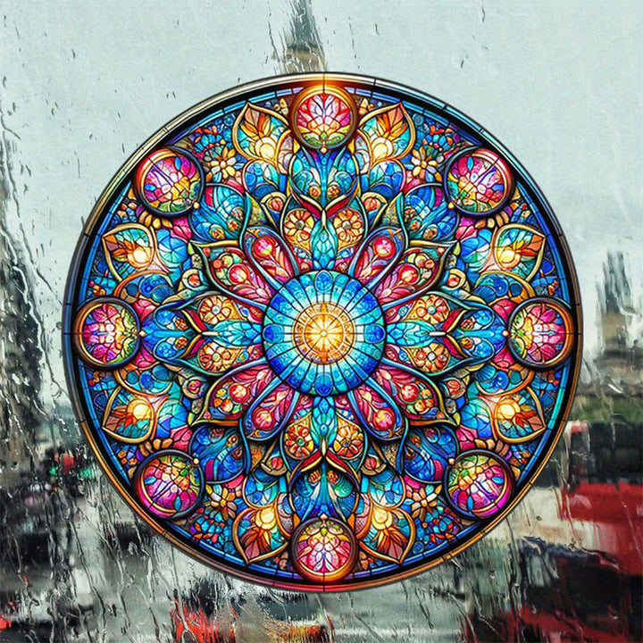 Olivenorma Symmetric Layered Floral Mandala Sacred Geometry Stained Glass Sun Catcher - image 8