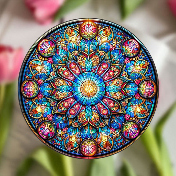Olivenorma Symmetric Layered Floral Mandala Sacred Geometry Stained Glass Sun Catcher - image 7