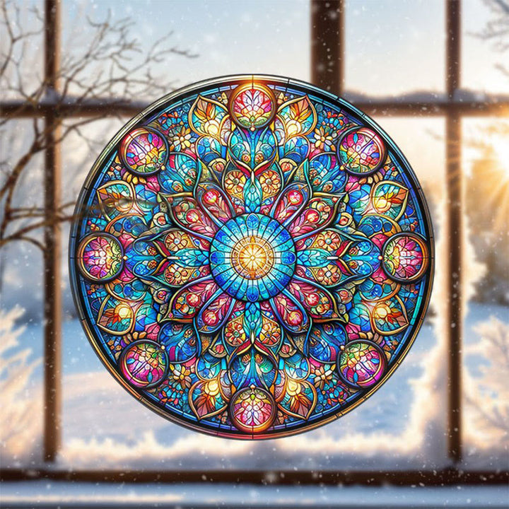 Olivenorma Symmetric Layered Floral Mandala Sacred Geometry Stained Glass Sun Catcher - 30cm*30cm - image 0