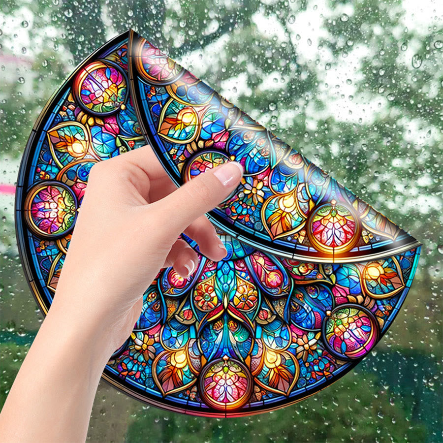 Olivenorma Symmetric Layered Floral Mandala Sacred Geometry Stained Glass Sun Catcher - image 9