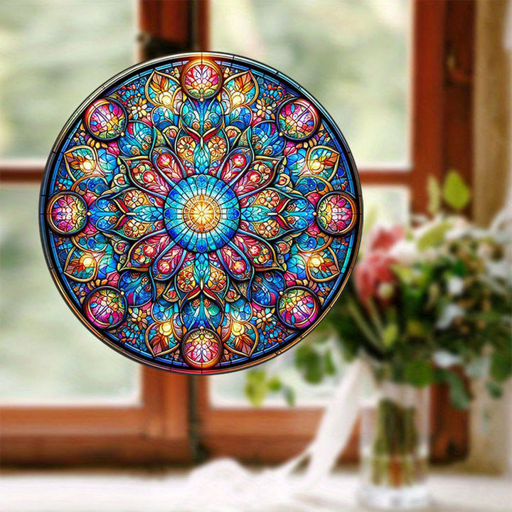 Olivenorma Symmetric Layered Floral Mandala Sacred Geometry Stained Glass Sun Catcher - image 5