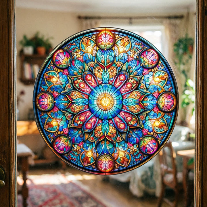 Olivenorma Symmetric Layered Floral Mandala Sacred Geometry Stained Glass Sun Catcher - image 4