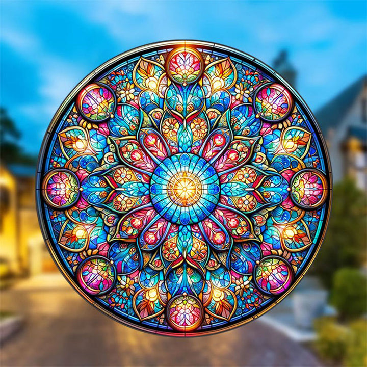 Olivenorma Symmetric Layered Floral Mandala Sacred Geometry Stained Glass Sun Catcher - image 6